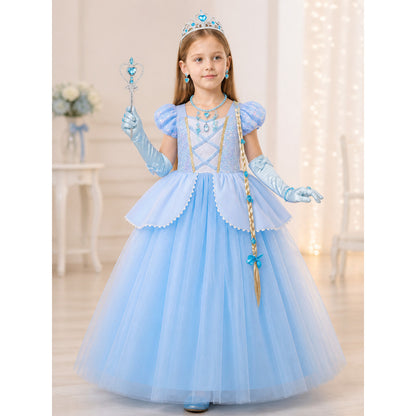 Children’s Halloween costume with a full skirt dress and crown lifestyle view