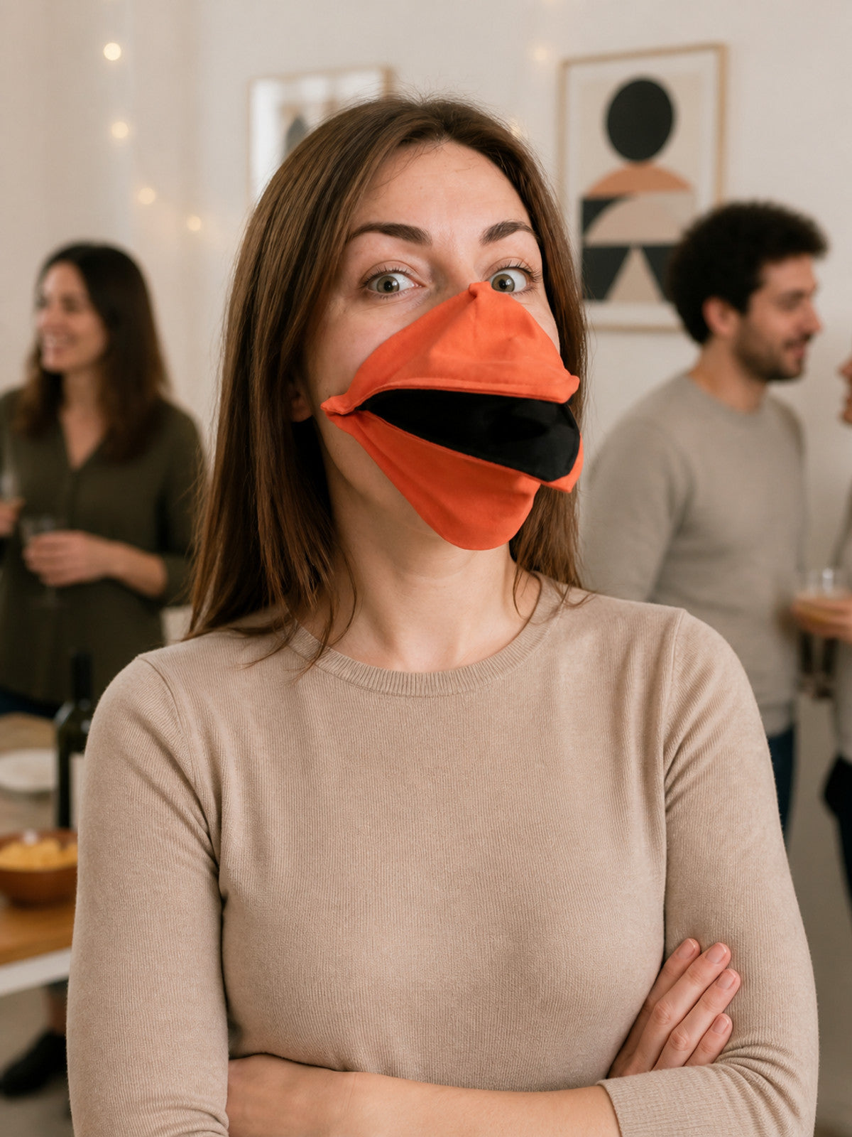 Orange Carnival Mask with a Three-Dimensional Nose lifestyle view