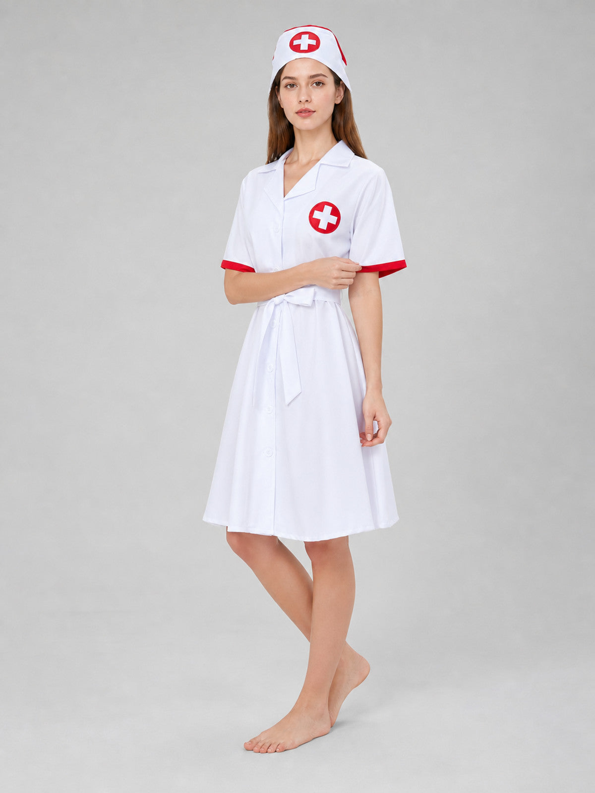 Medical-Themed Costume with Dress and Cap