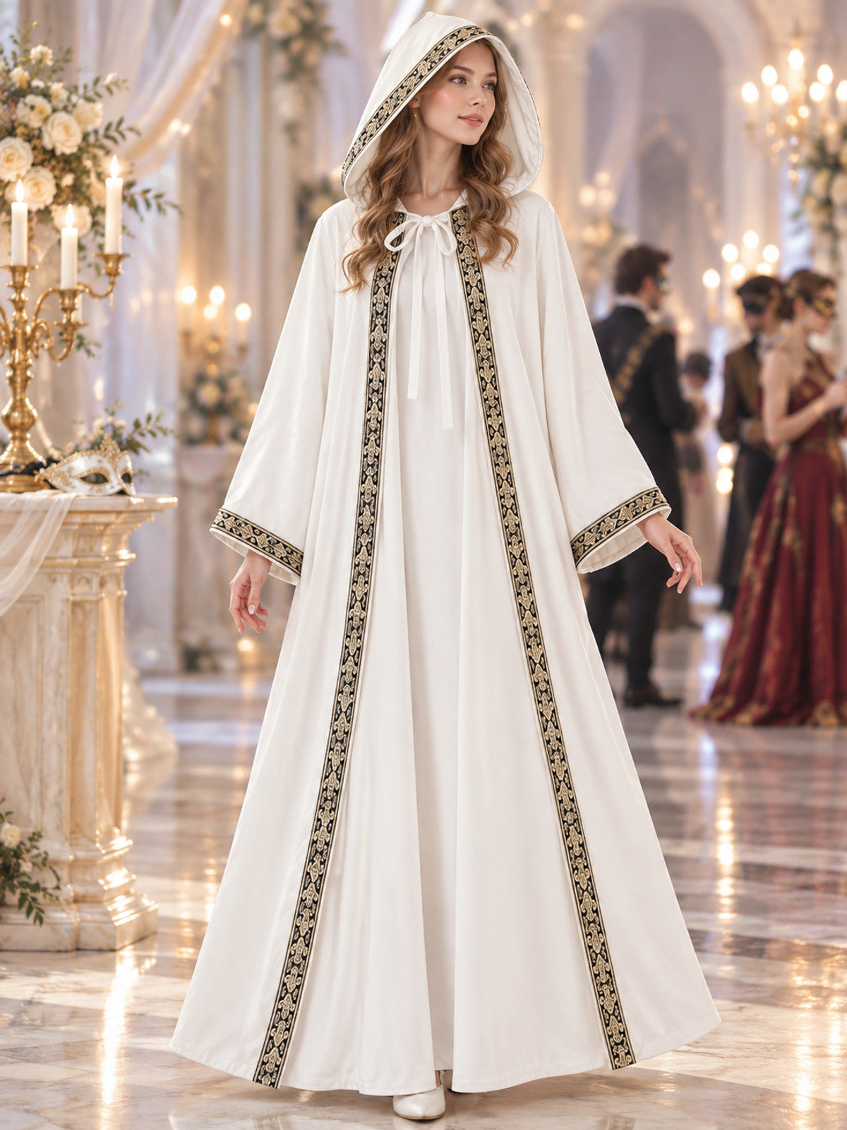 White Velvet Wizard Robe with Hood