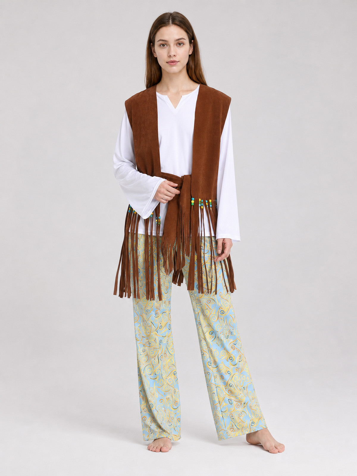 Costume Vest with Fringe, Brown Costumes detail