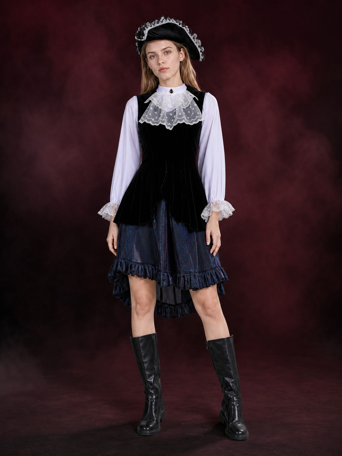 Victorian Pirate Costume with Tricorn Hat for Halloween main product view