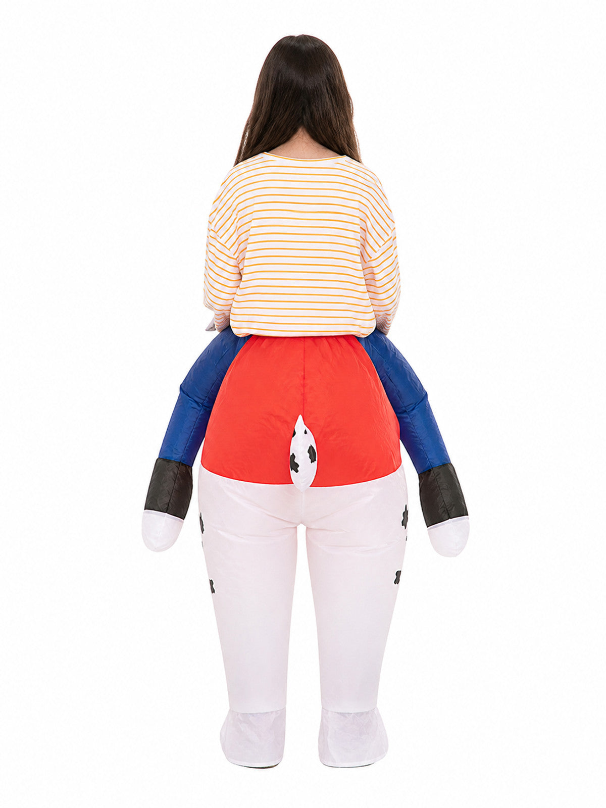 Inflatable Dog Costume, One-Piece Carnival Costume, White and Red back view