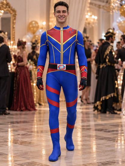 Superhero-Style Cosplay Jumpsuit with Emblem