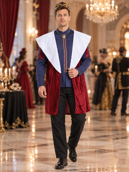 King Carnival Costume with Red Cape and Chain