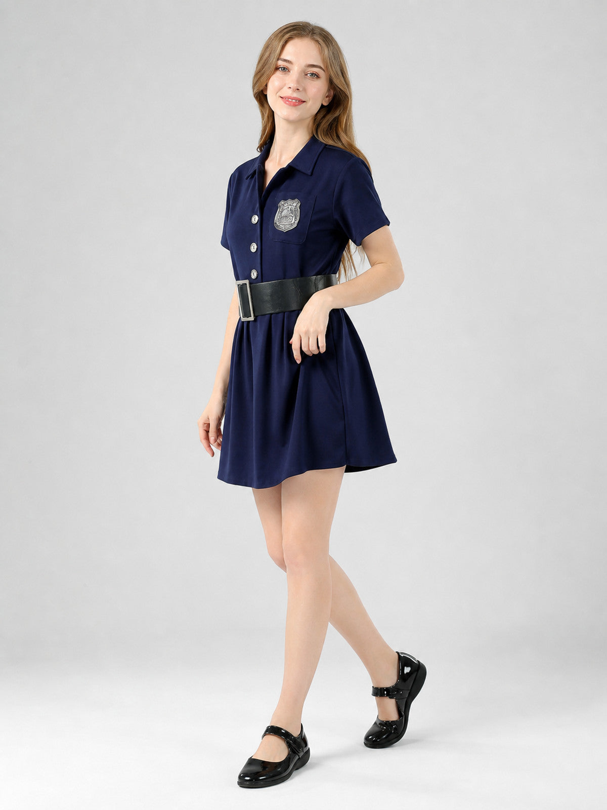 Police Costume with Peaked Cap and Belt for Performances