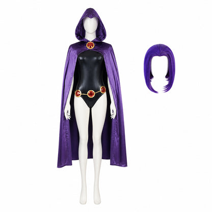 Raven Costume with Purple Cape and Belt Costume Capes detail