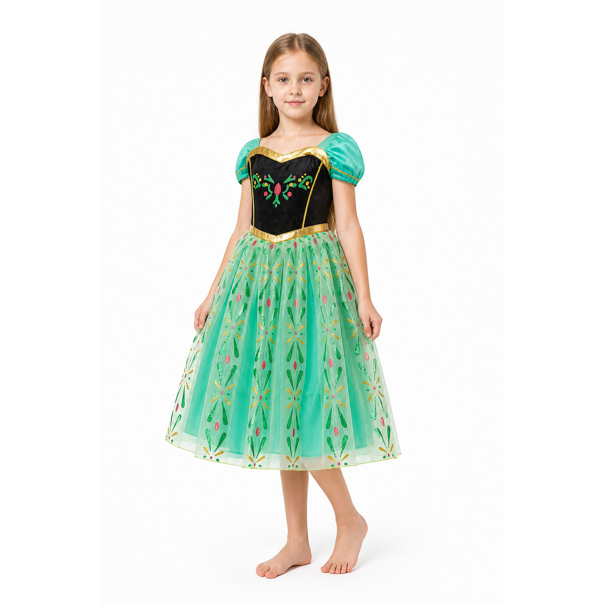 Children’s Dress with a Full Skirt and Gold Belt product detail