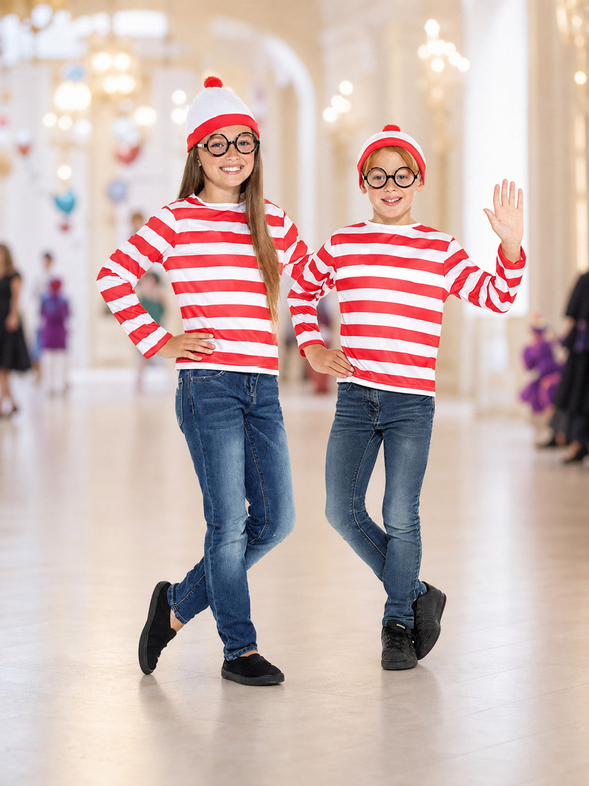 Red and White Striped T-Shirt for Cosplay lifestyle view