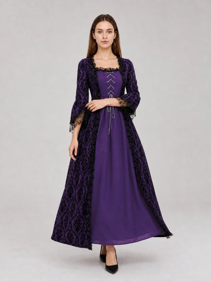 Long Renaissance-Style Dress with Lace Sleeves Costume Dresses detail