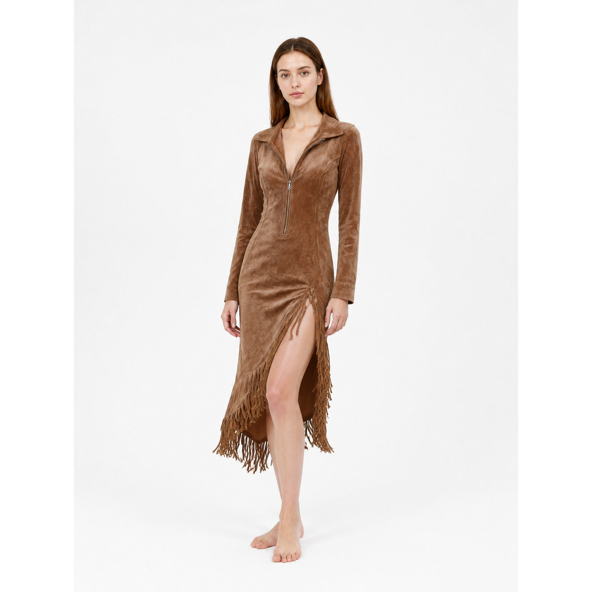 Long-Sleeve Dress with Collar and Fringe Costume Dresses detail