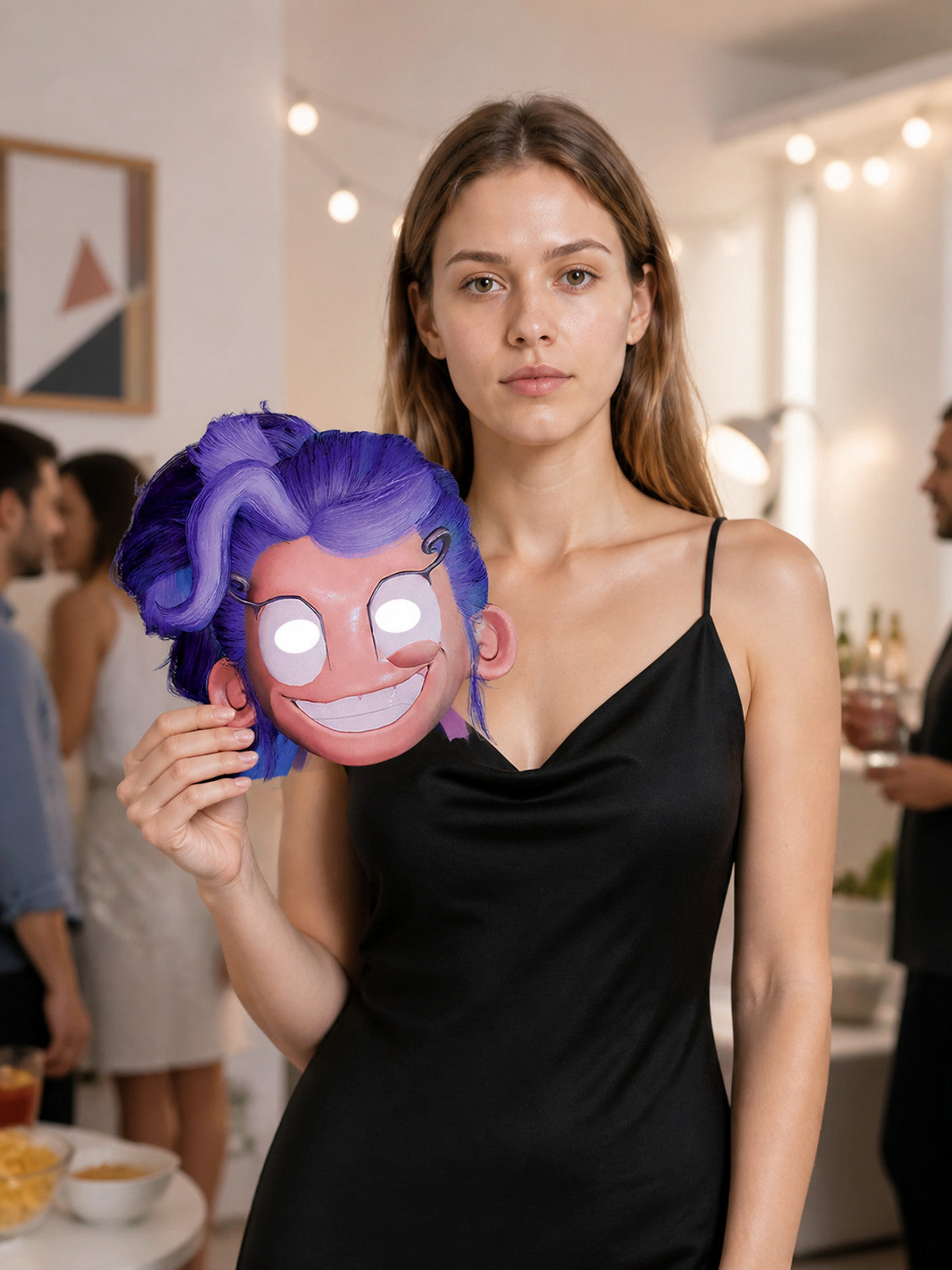 Halloween Carnival Mask with Purple Hair