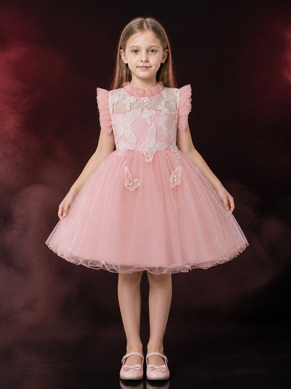 Baby Girls' Butterfly Embroidered Princess Dress, Layered Tulle Formal Gown main product view