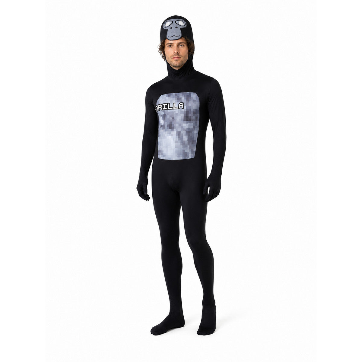 Hooded Gorilla Print Cosplay Jumpsuit Costumes detail