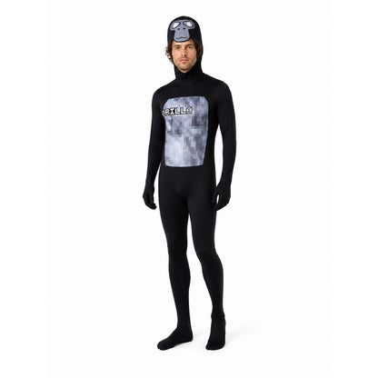 Hooded Gorilla Print Cosplay Jumpsuit Costumes detail