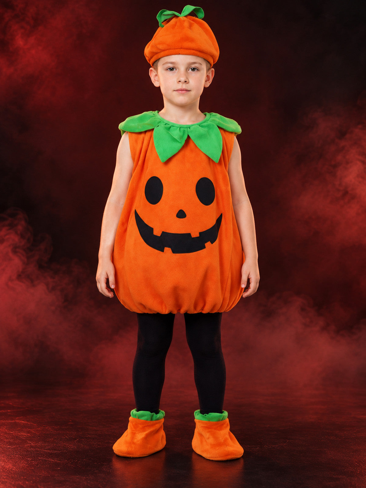 Kids' Pumpkin Costume with Hat and Slippers