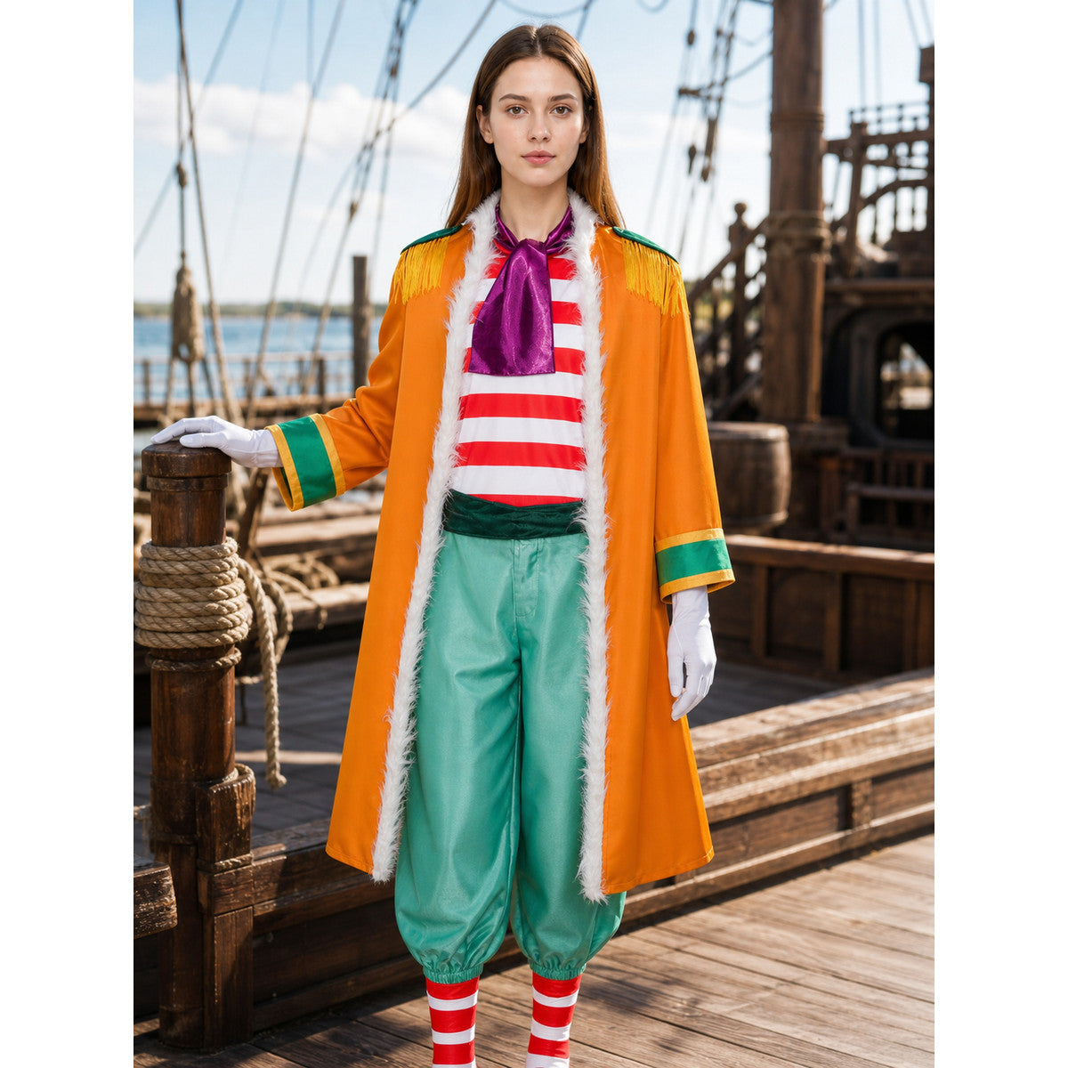 One Piece Buggy Cosplay Costume, 7-Piece Set lifestyle view