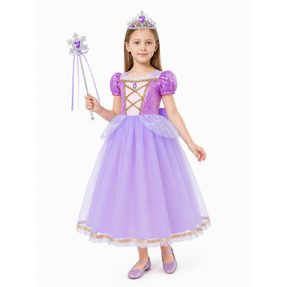 Princess Rapunzel Dress with Crown and Magic Wand Costume Dresses detail