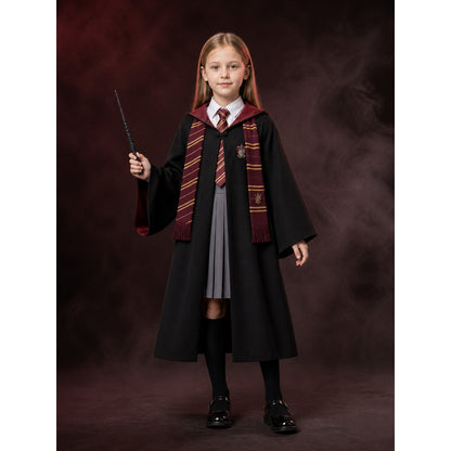 Kids Wizard Robe Costume Set With Tie, Scarf, Wand, Shirt And Skirt main product view