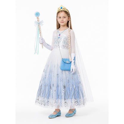 Snow Queen Costume with Dress and Crown Costume Dresses detail