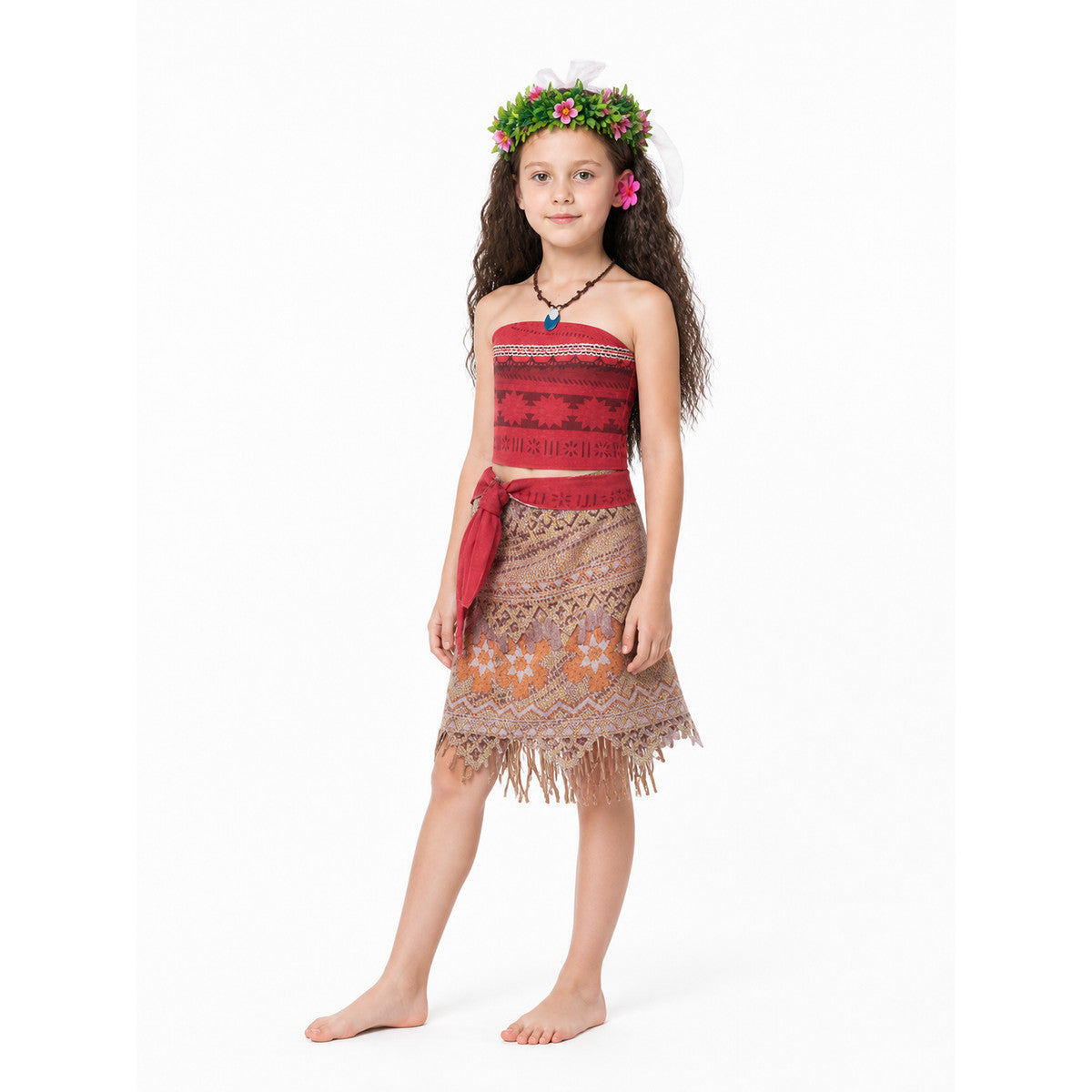 Moana Carnival Costume with Wig and Jewelry Costume Wigs detail