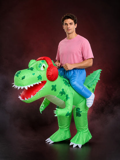 Inflatable Dinosaur Costume, Green Red Spotted Halloween main product view
