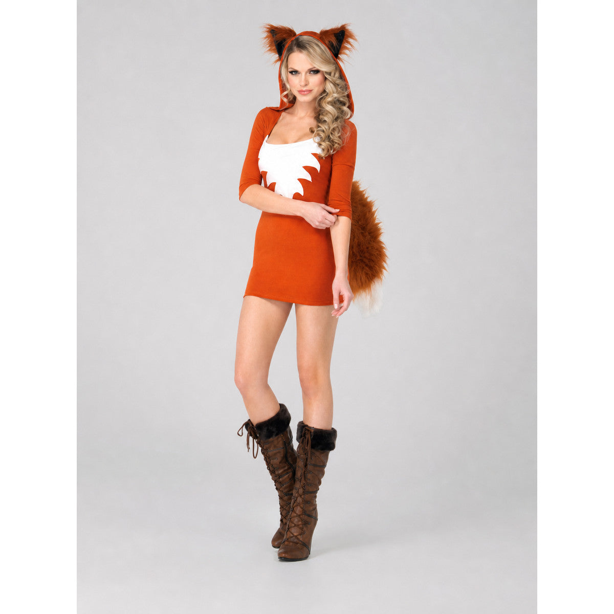 Fox costume dress with hood and tail for cosplay lifestyle