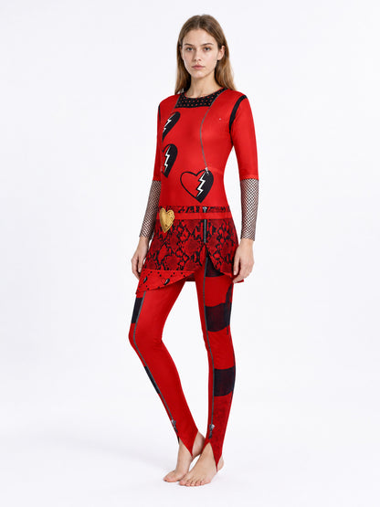 Red Queen Costume with an Asymmetrical Skirt and Heart