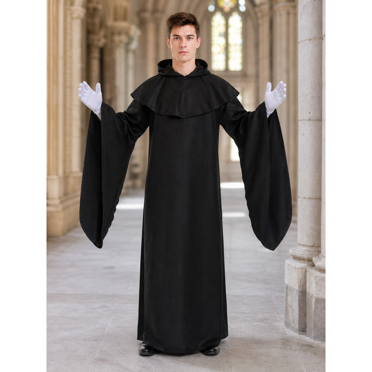 Halloween Costume: Black Hooded Robe lifestyle view