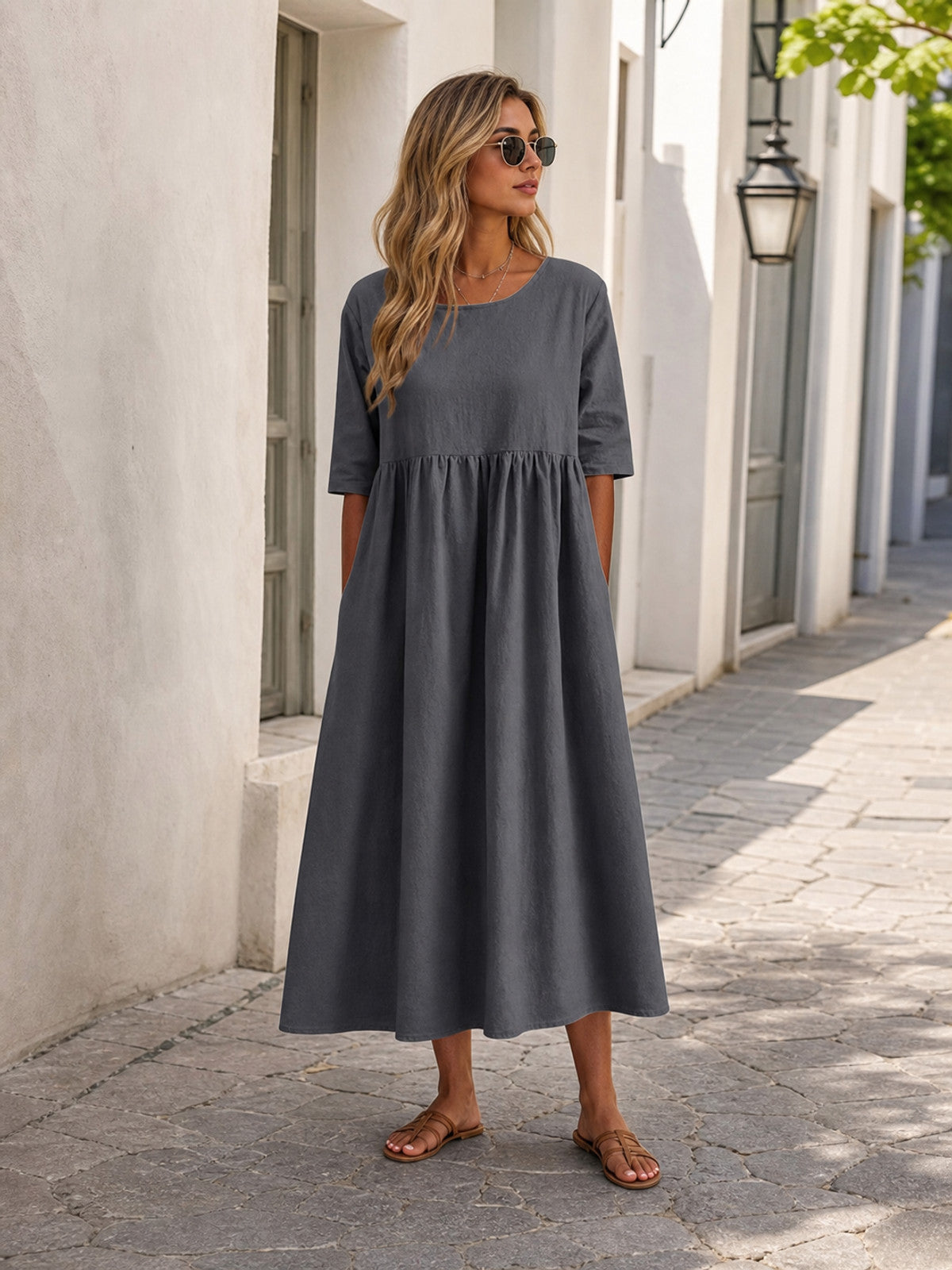 Plus-Size Women's Long Loose-Fit Dress
