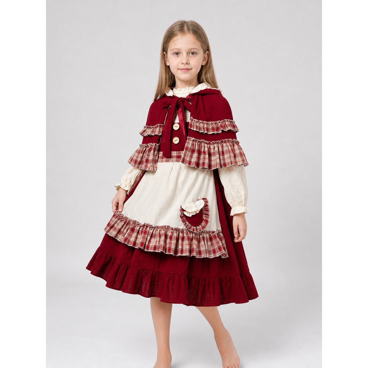 Little Red Riding Hood costume dress with hood lifestyle