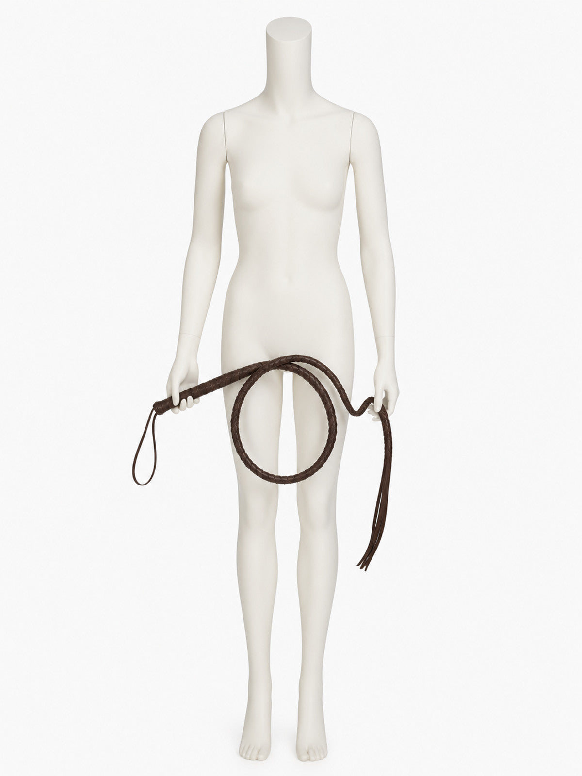 Women Halloween Cowgirl Costume Whip Prop, Brown Braided with Split Ends and