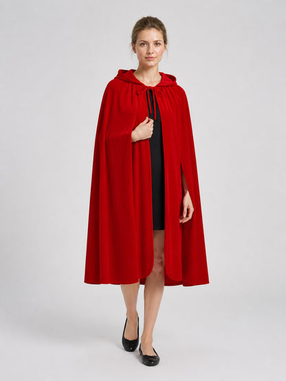 Red Short Hooded Halloween Cape with Lace Costume Capes detail