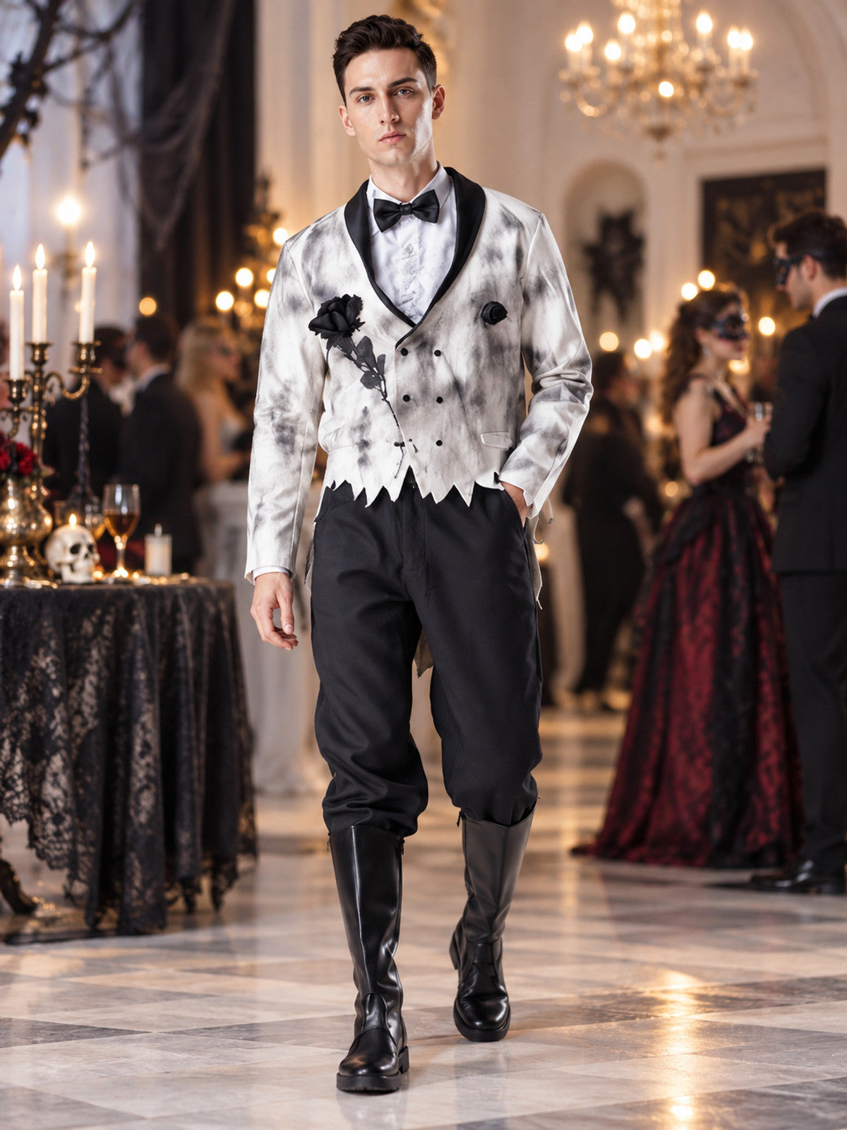 Halloween Costume: White Jacket, Shirt, Pants, Brooch