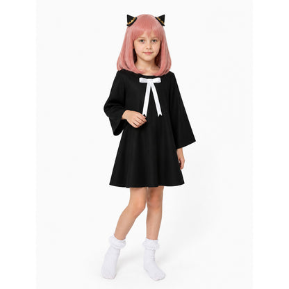 Anya Costume with Black Dress, Pink Wig, and Horns Costume Dresses detail