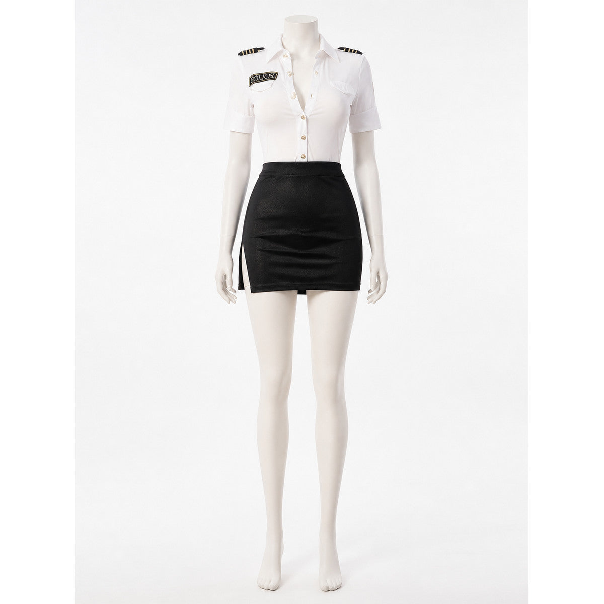 Women's Police Officer Costume Set with Epaulettes and Gold Buttons lifestyle