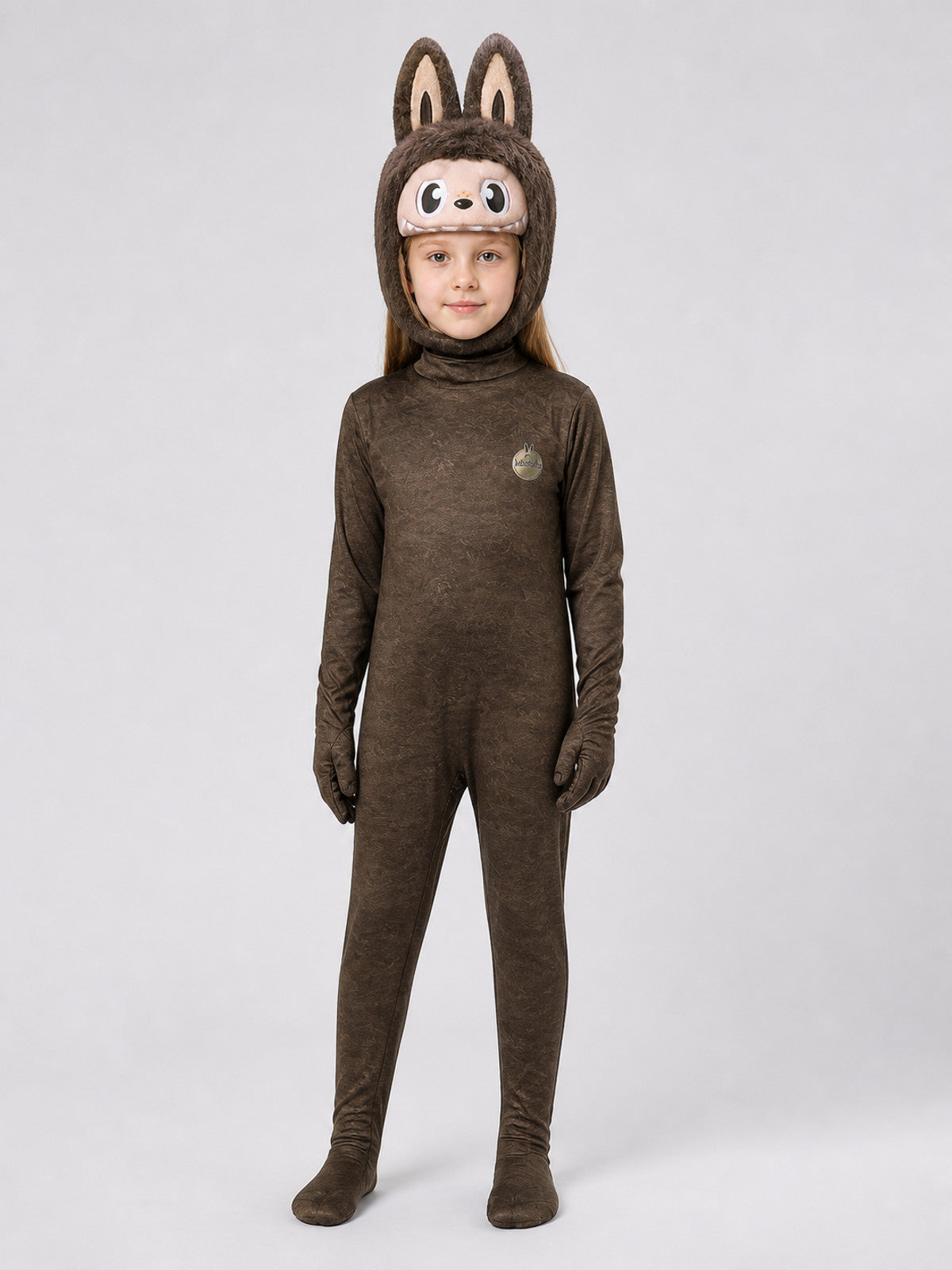 Labubu Cosplay Jumpsuit Costume, Brown, with Ears Costumes detail