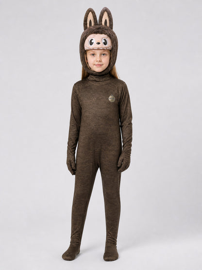 Labubu Cosplay Jumpsuit Costume, Brown, with Ears Costumes detail