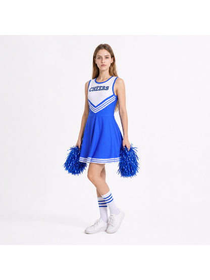 Sleeveless Cheerleading Dress with V-Shaped Stripes Costume Dresses detail
