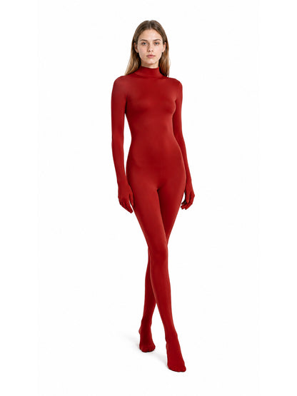 Red Jumpsuit with Covered Hands and Feet