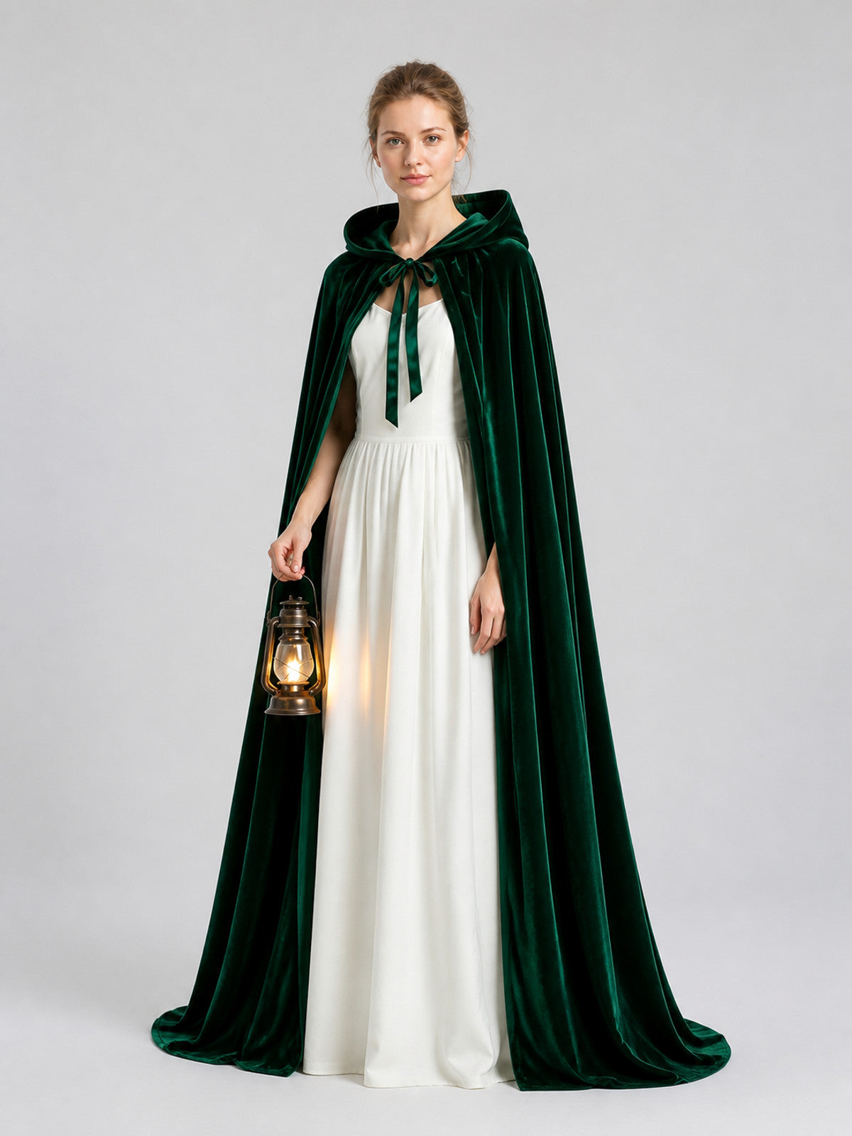 Long Dark Green Hooded Cosplay Cloak Costume Capes detail
