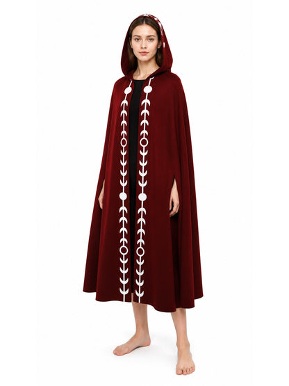 Long Hooded Cloak with White Trim for Cosplay