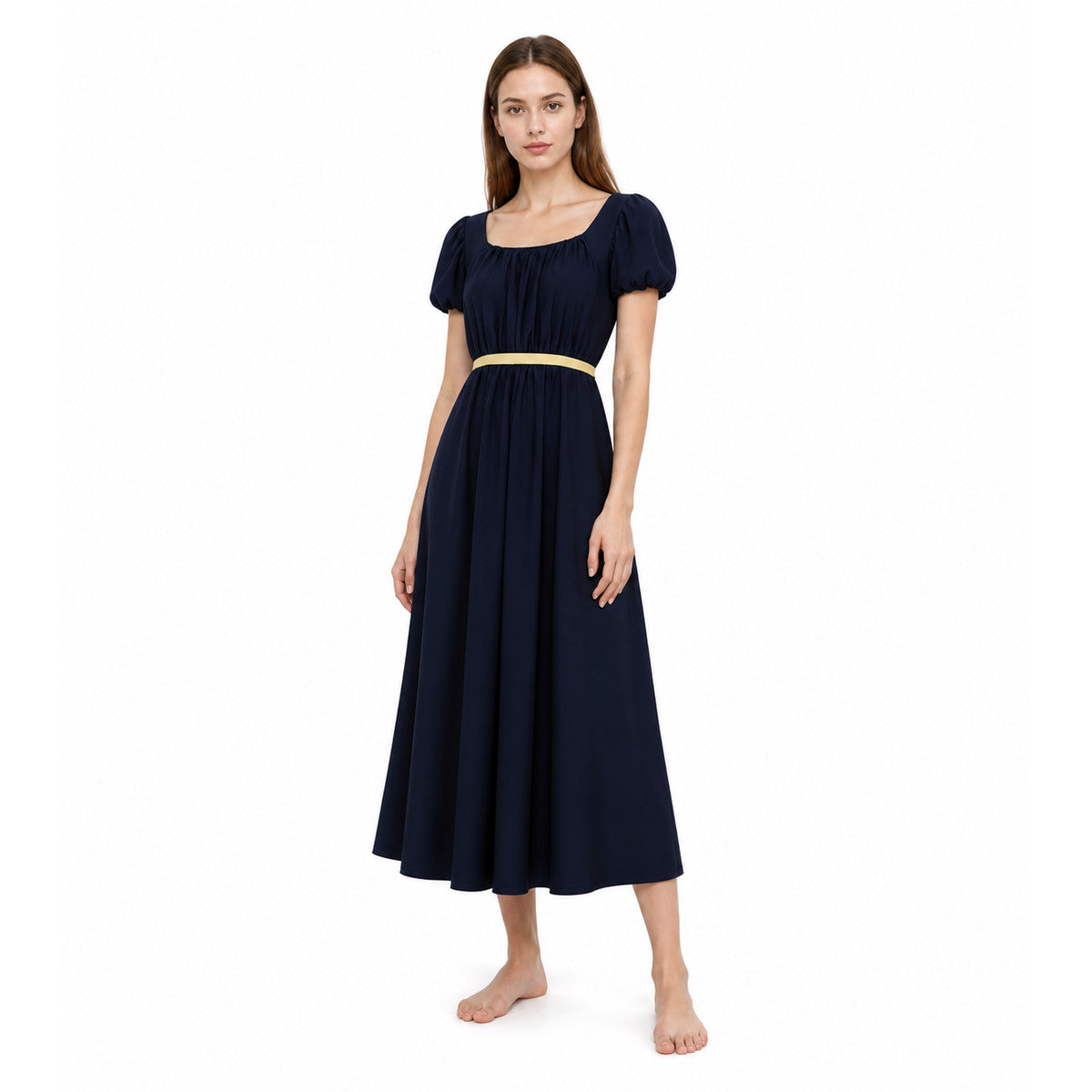Long A-line Dress with Gold Belt Costume Dresses detail