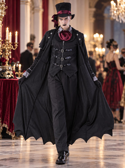 Vampire Halloween Costume with Cape, Top Hat, and Neck Scarf