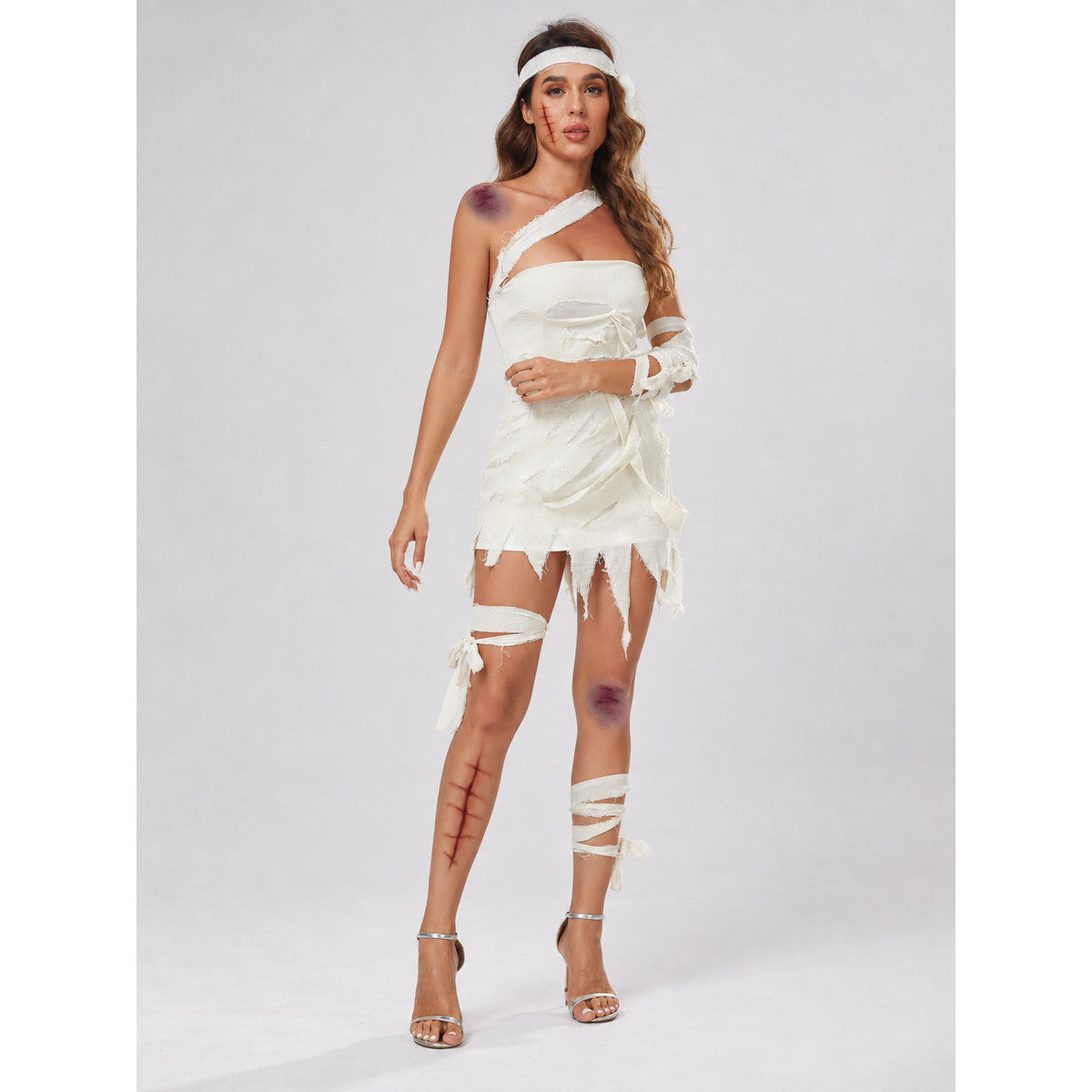 White Asymmetrical Mummy Stage Costume