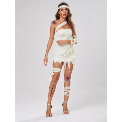 White Asymmetrical Mummy Stage Costume