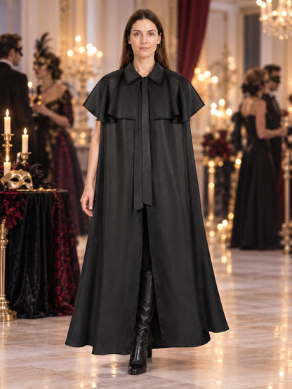 Black cloak with collar and capelet