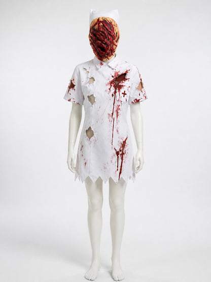 Halloween Mask for a Nurse Costume, Red and Black lifestyle view