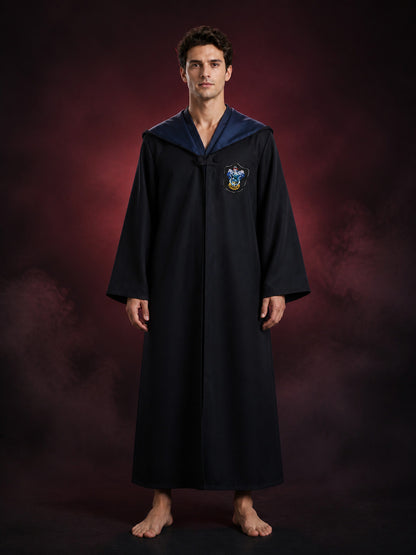 Wizard Academy Long-Sleeve Robe Costume, Dark Blue And Black Halloween Outfit