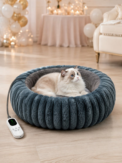 Round Heated Pet Bed with Timer lifestyle view